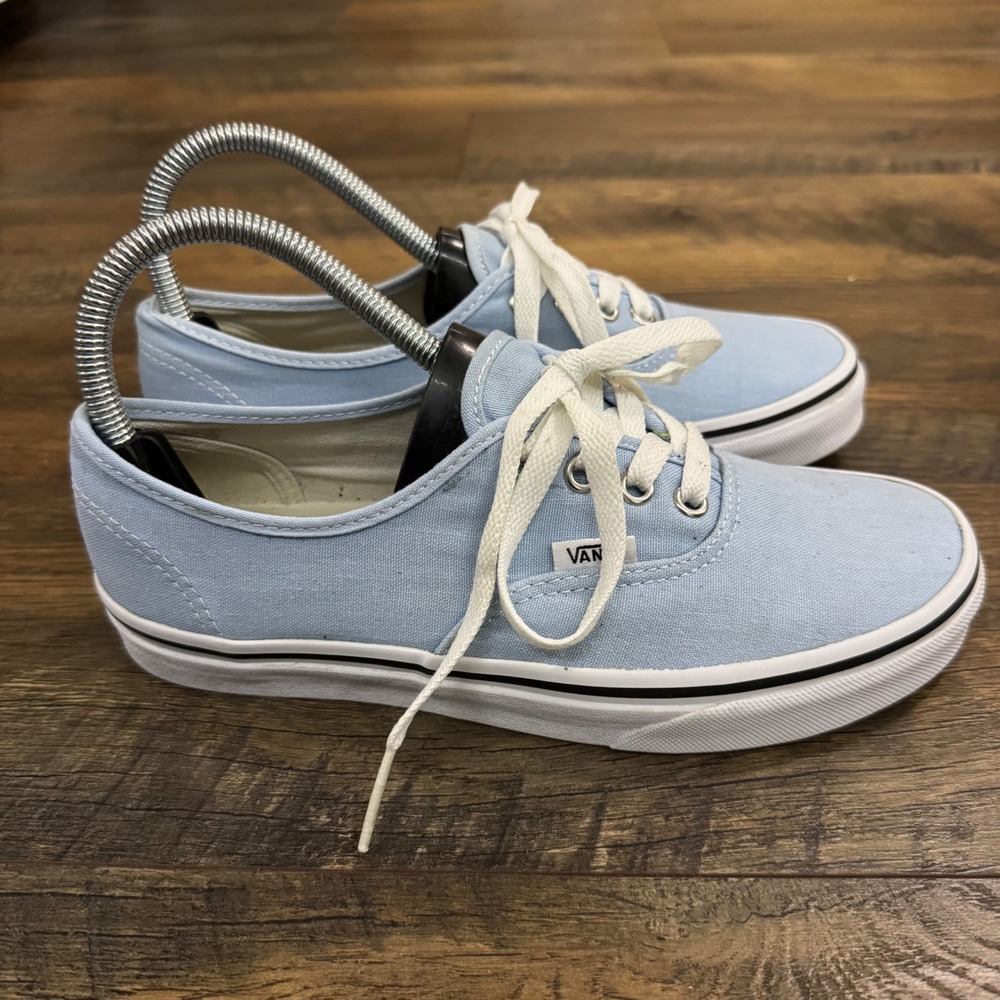 Vans Authentic Light Blue Canvas Sneakers Lace Up Skate Shoes Womens 7.5 Mens 6